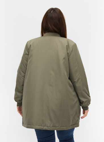 Long bomber jacket with pockets, Castor Gray, Model image number 1