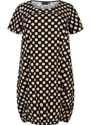 Short-sleeved, printed cotton dress, Dot AOP, Packshot image number 0