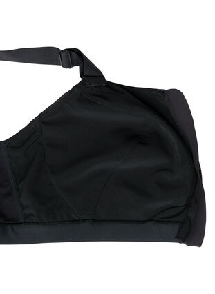 Sports bra with a front closure and high support, Black, Packshot image number 3