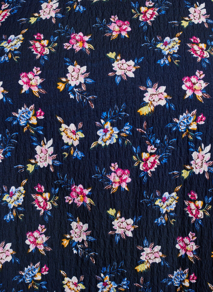 Short-sleeved blouse with texture, Blue, Packshot image number 2