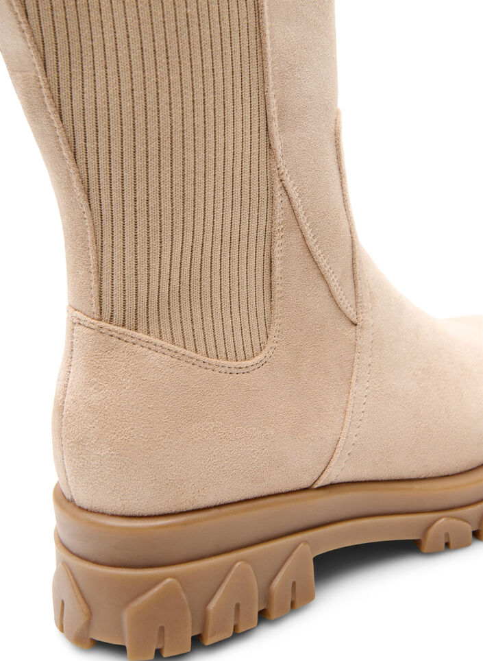 Chunky boot in faux suede, Beige, Packshot