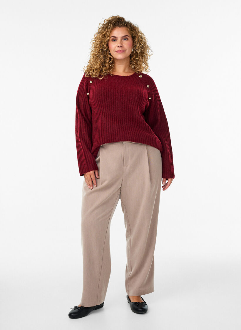High-waisted tailored trousers with straight legs, Brown, Model image number 0