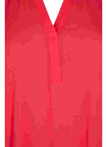 Bluse med 3/4 ærmer og v-hals, Hibiscus, Packshot image number 2