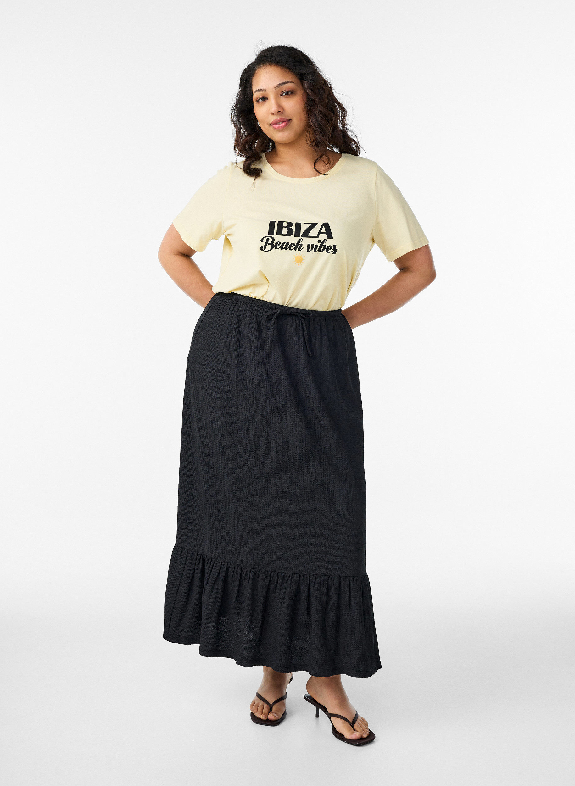 ZizzifashionT-shirt with motif, Yellow, Model image number 1