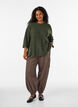 Ribbed jumper with 3/4 sleeves, Green, Model image number 1