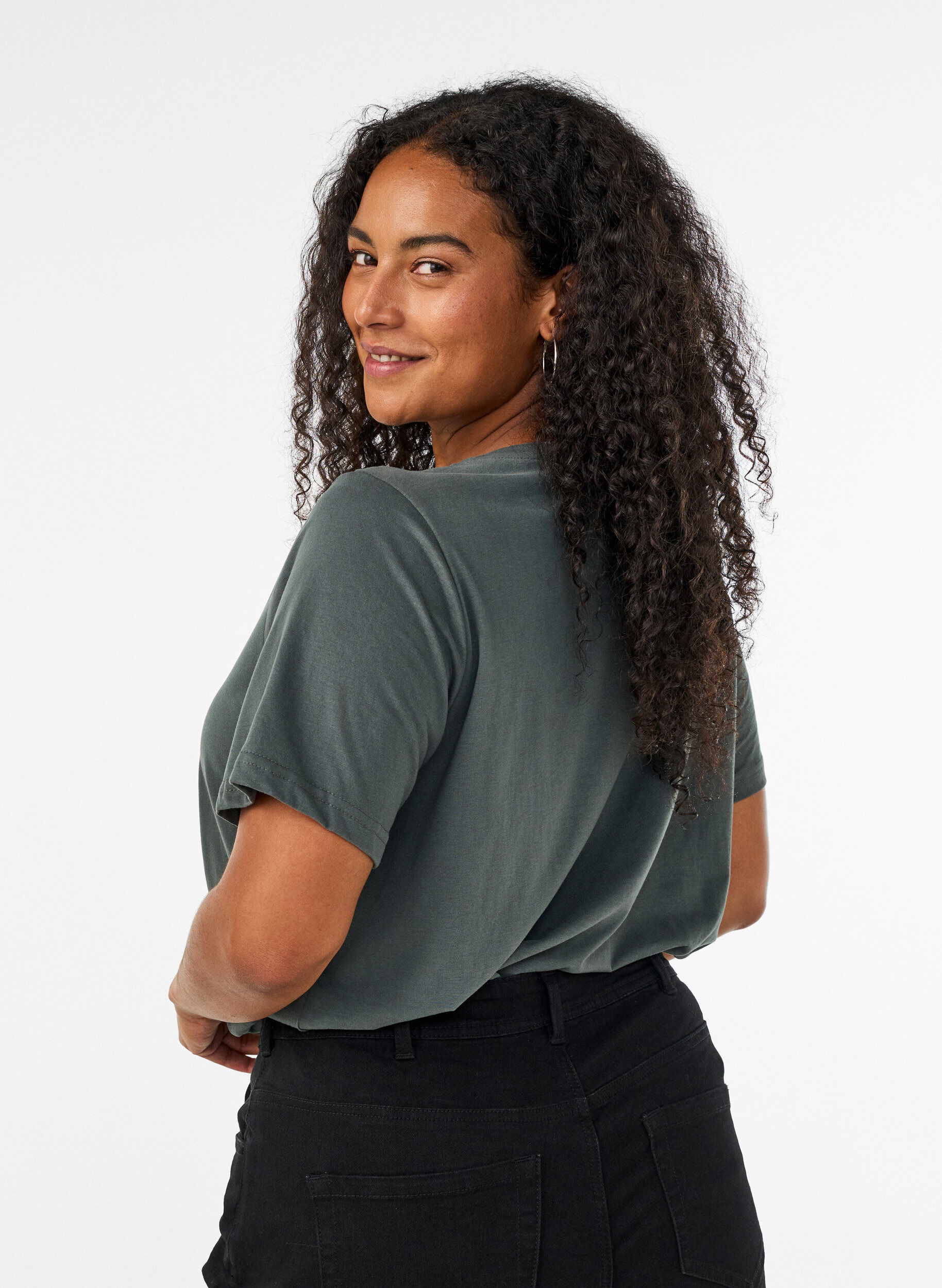 ZizzifashionT-shirt with motif, Green, Model image number 2