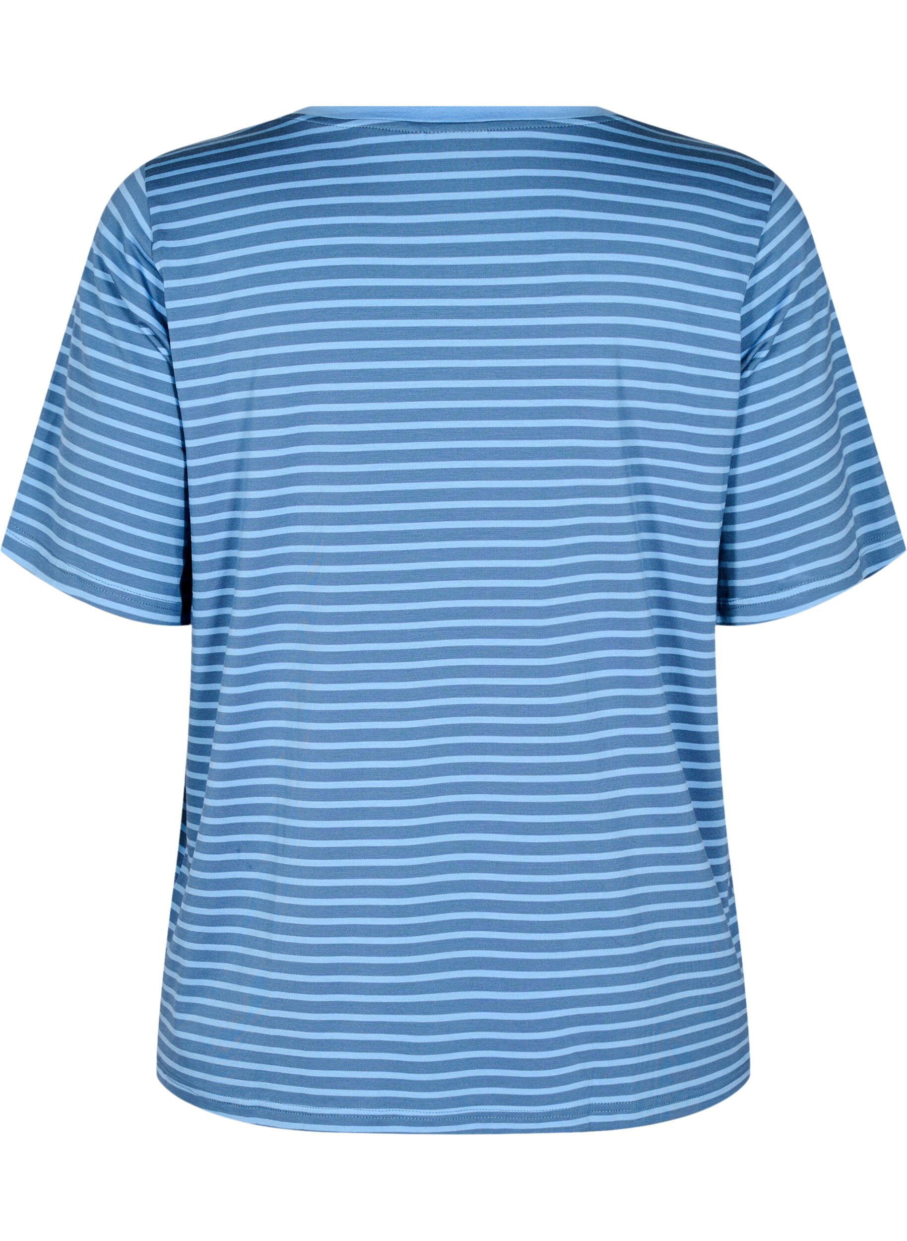 Zizzifashion T-shirt with TENCEL&trade; Lyocell and stripes, Blue, Packshot image number 1