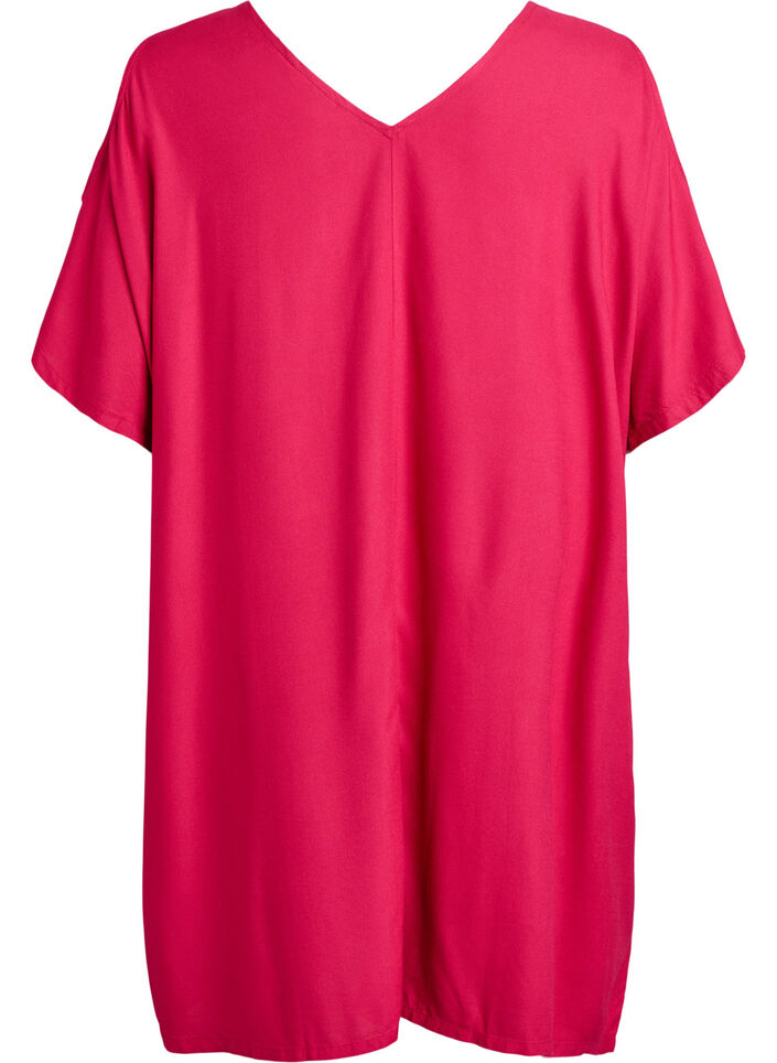 Beach dress in viscose with shoulder detail, Pink, Packshot image number 1