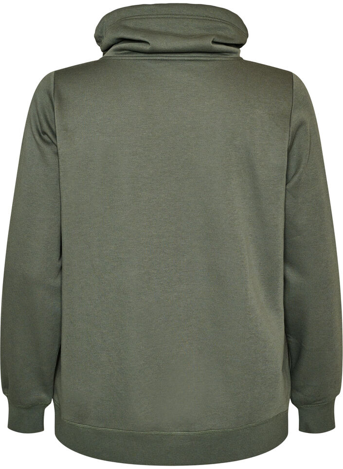 Sweatshirt with high collar and pockets, Green, Packshot image number 1