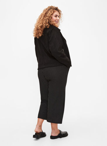 Loose trousers with 7/8 length, Black White Stirpe, Model image number 1