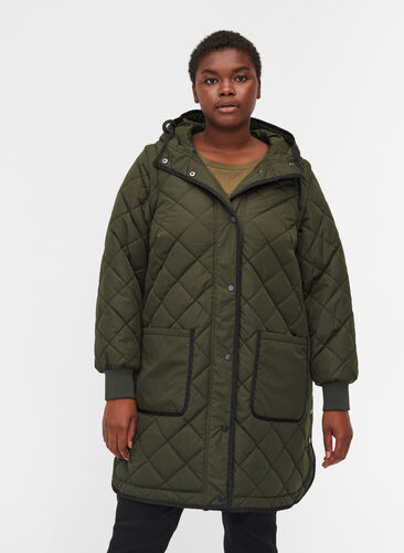 Quilted 2-in-1 jacket with detachable sleeves, Forest Night, Model image number 0