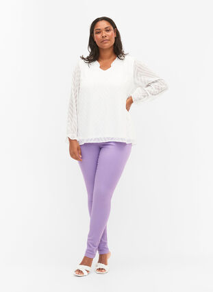 High waisted Amy jeans with super slim fit, Chalk Violet, Model image number 0