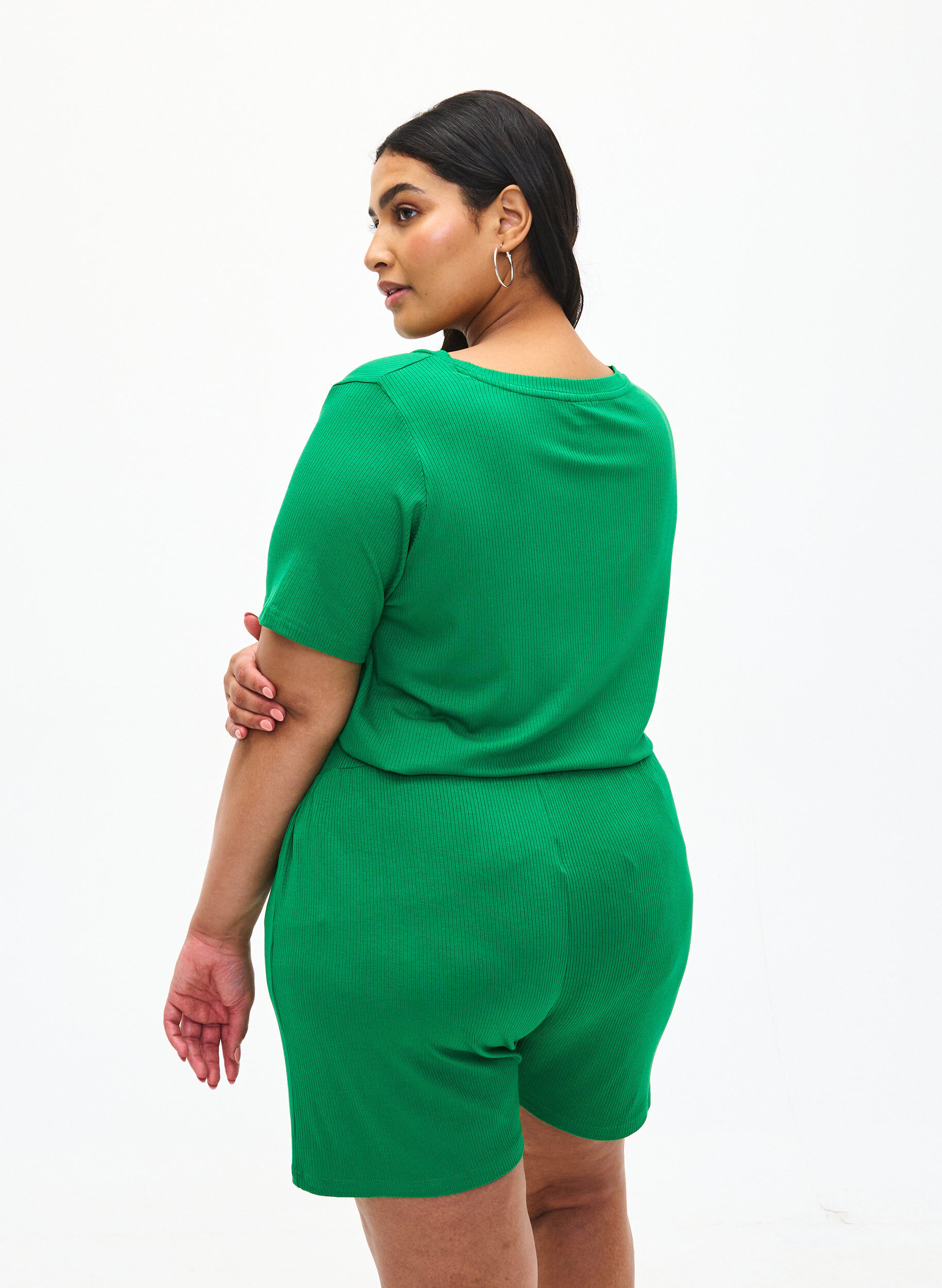 Zizzifashion Ribbed T-shirt with LENZING&trade; ECOVERO&trade; Viscose, Jolly Green, Model image number 1