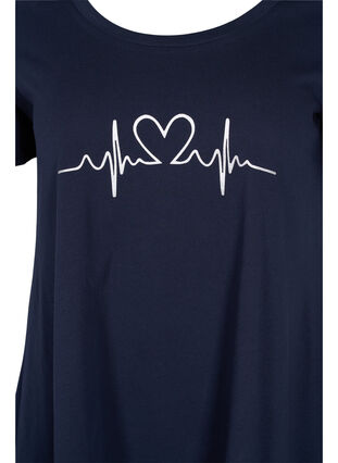 Short-sleeved cotton t-shirt with a-line, Night Sky Silv Heart, Packshot image number 2