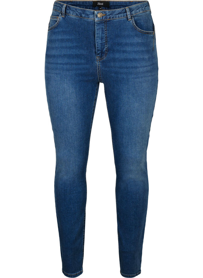 Super slim Amy jeans with high waist, Blue denim, Packshot image number 0