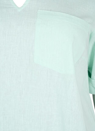 Short-sleeved cotton blend tunic with linen, Brook Green, Packshot image number 2