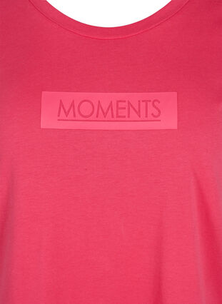 Short-sleeved cotton t-shirt with a print, Raspberry TEXT, Packshot image number 2