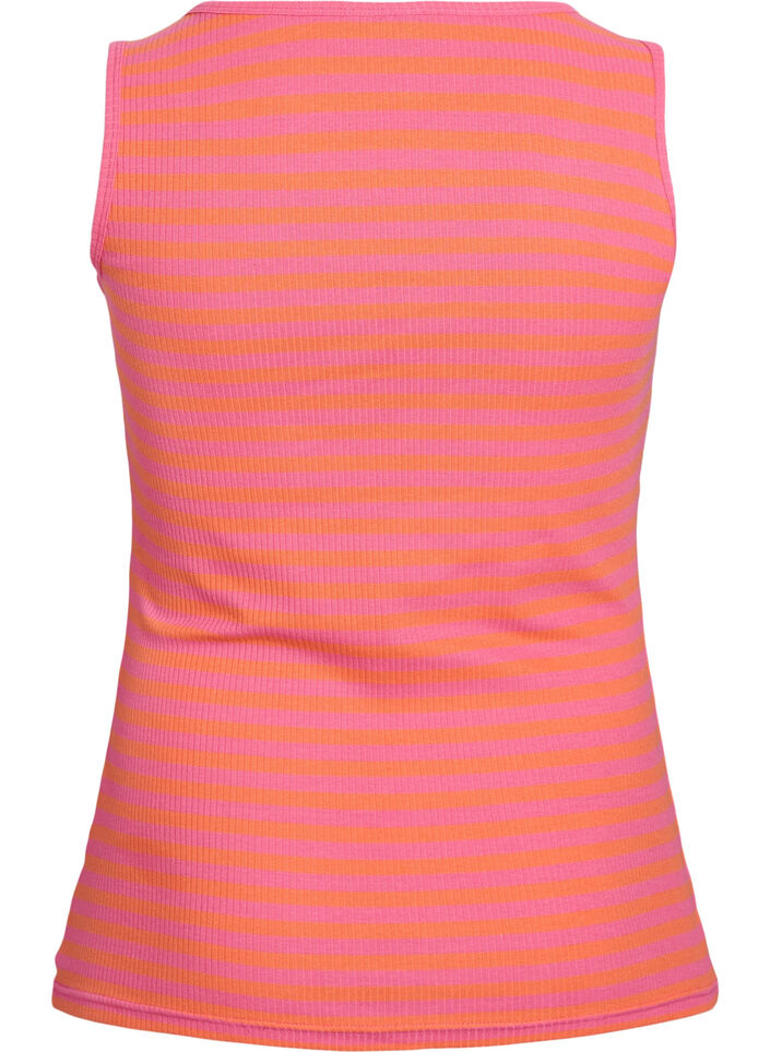 Striped tank top with a rib structure, Melon B.Gum Stripe, Packshot image number 1