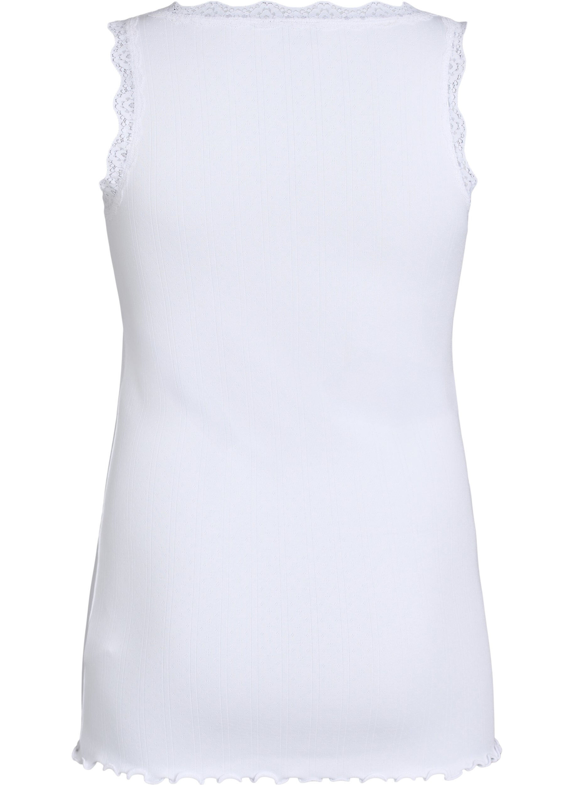 Zizzifashion Tank top with lace trim and eyelet embroidery, White, Packshot image number 1