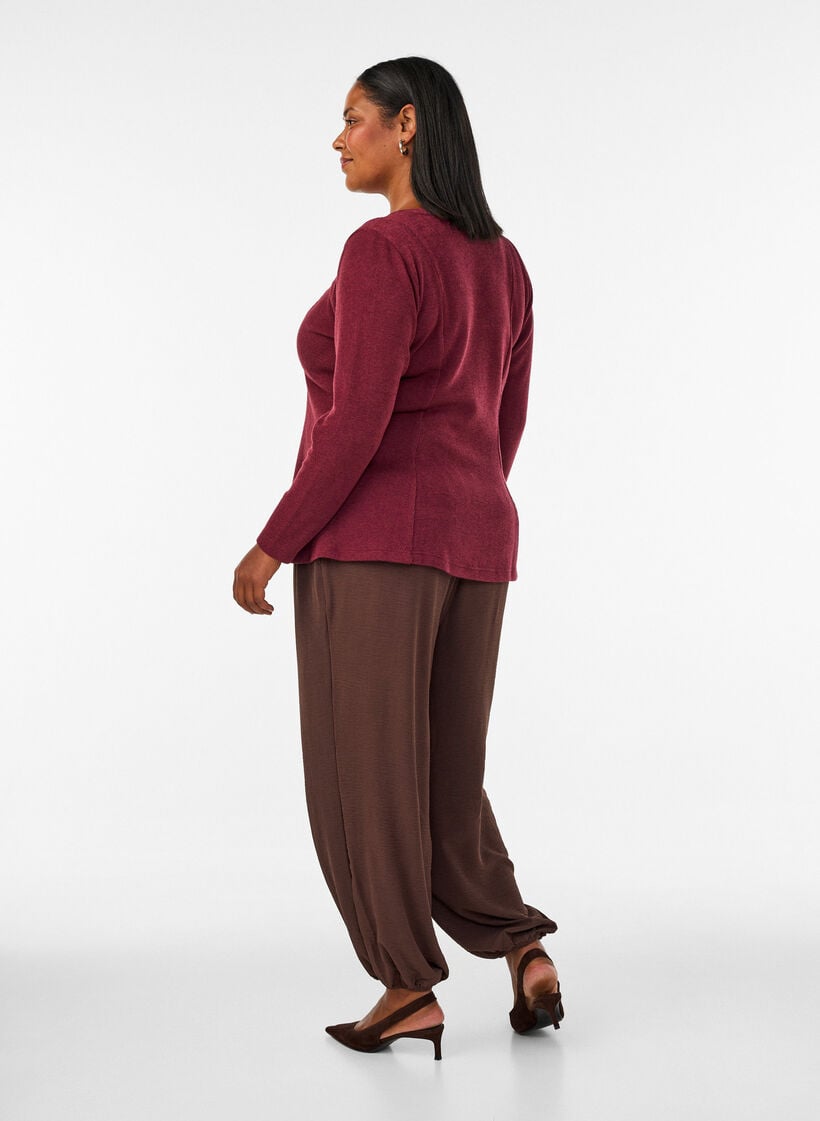 High-waisted balloon trousers, Brown, Model image number 1