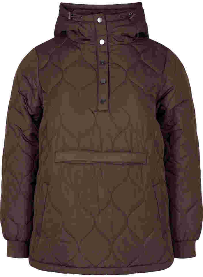 Quilted thermal anorak with a hood, Black Coffee, Packshot image number 0