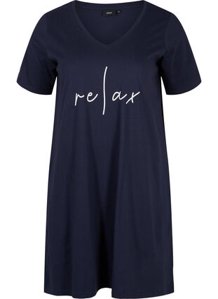 Short-sleeved cotton night dress, Night Sky RELAX, Packshot image number 0