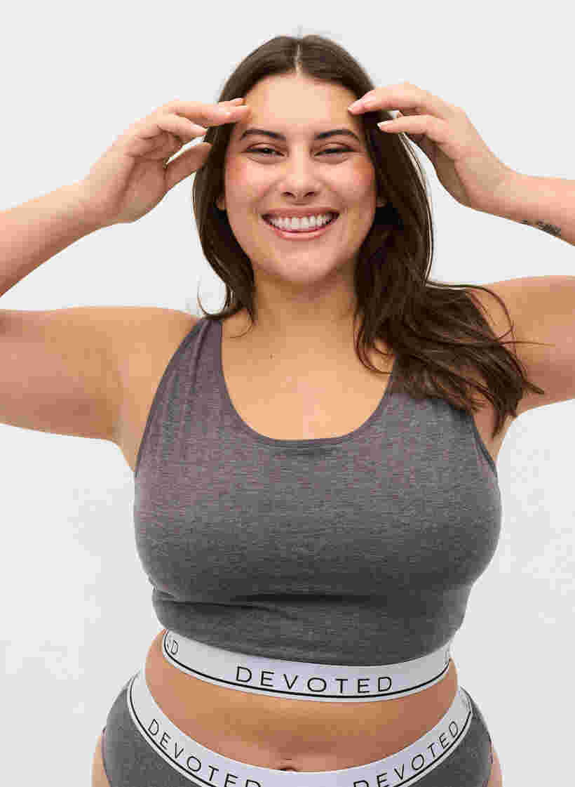 Marled bra with adjustable straps, Medium Grey Melange, Model image number 0