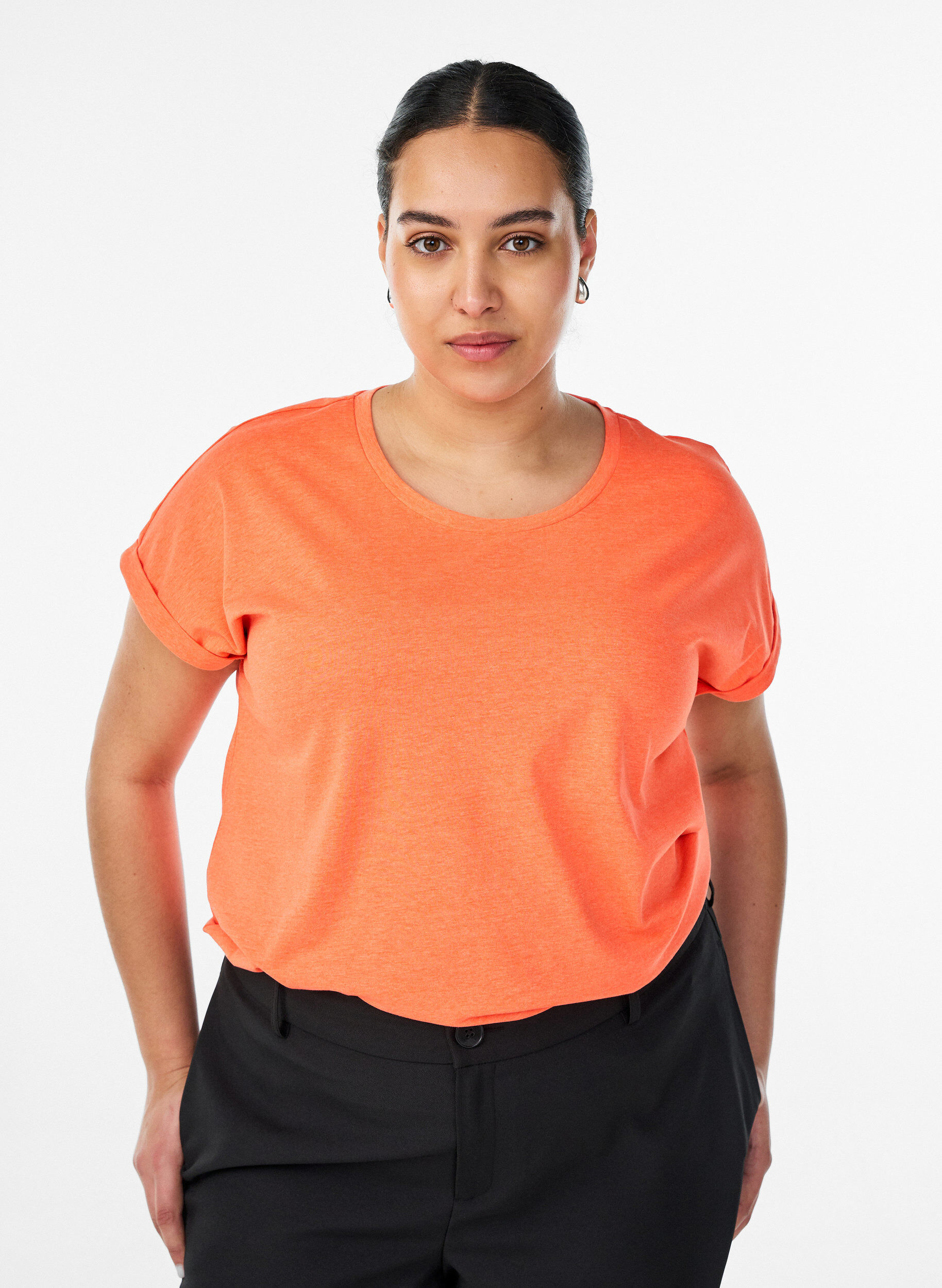 Zizzifashion Neon colored cotton t-shirt, Orange, Model image number 0