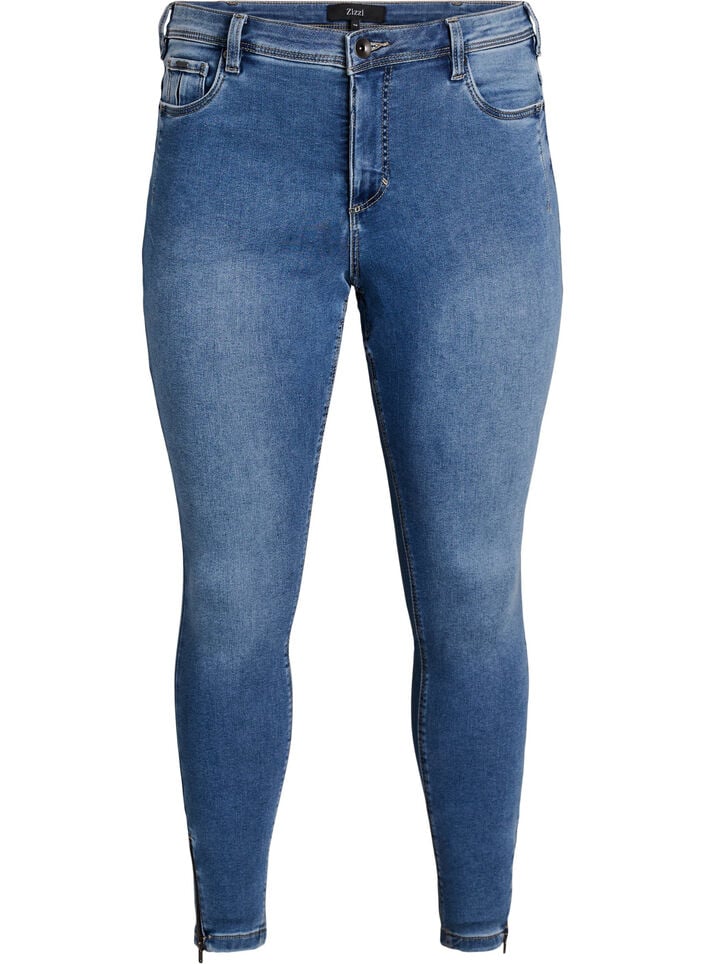 Cropped Amy jeans with zipper detail, Blue, Packshot image number 0