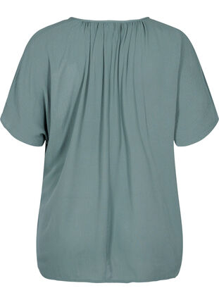 Short sleeves blouse in viscose, Balsam Green, Packshot image number 1