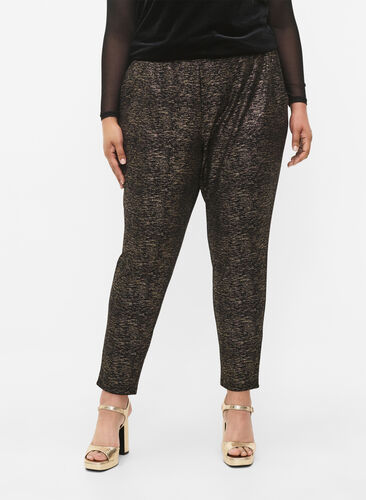 Maddison pants with gold color and pockets, Black w. Gold, Model image number 2