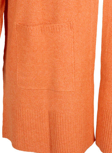 Mottled knit cardigan with pockets, M.Orange w.White Mel, Packshot image number 3