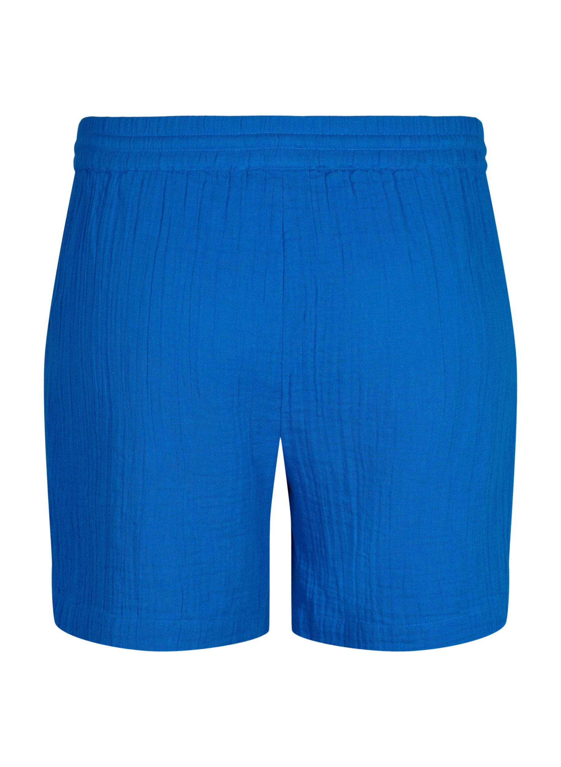 Zizzifashion Cotton muslin shorts with pockets, Victoria blue, Packshot image number 1