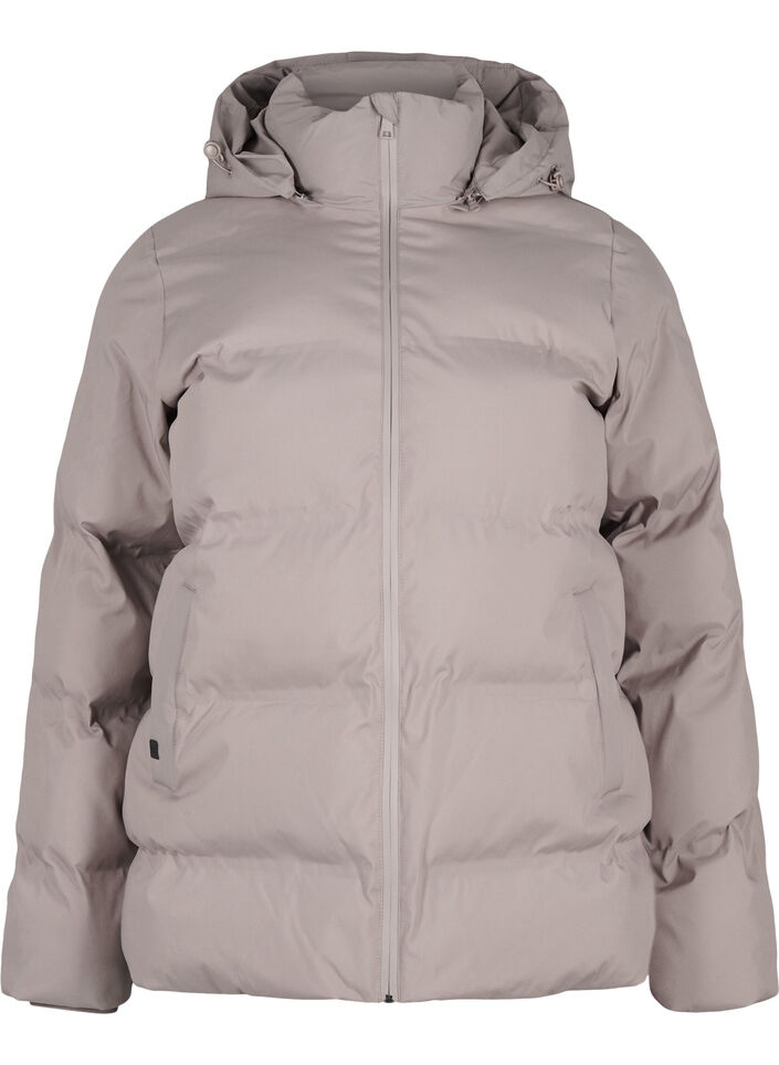 Short puffer jacket with hood, Beige, Packshot image number 0