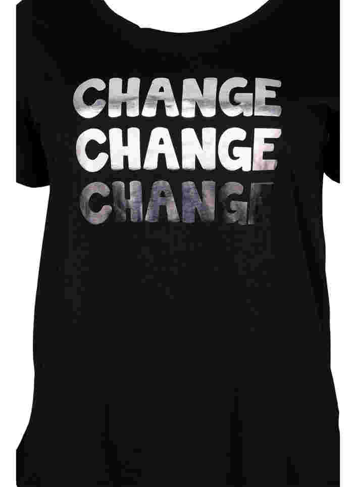 Short-sleeved cotton t-shirt, Black Change, Packshot image number 2