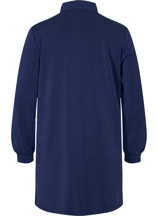 Sweat tunic with high neck and zip details, Medieval Blue, Packshot image number 1
