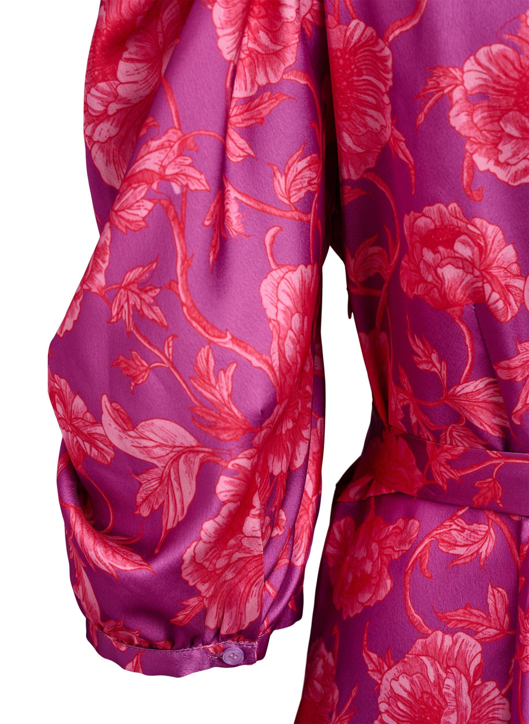 ZizzifashionFloral dress with puff sleeves and tie-belt, Pink, Packshot image number 3