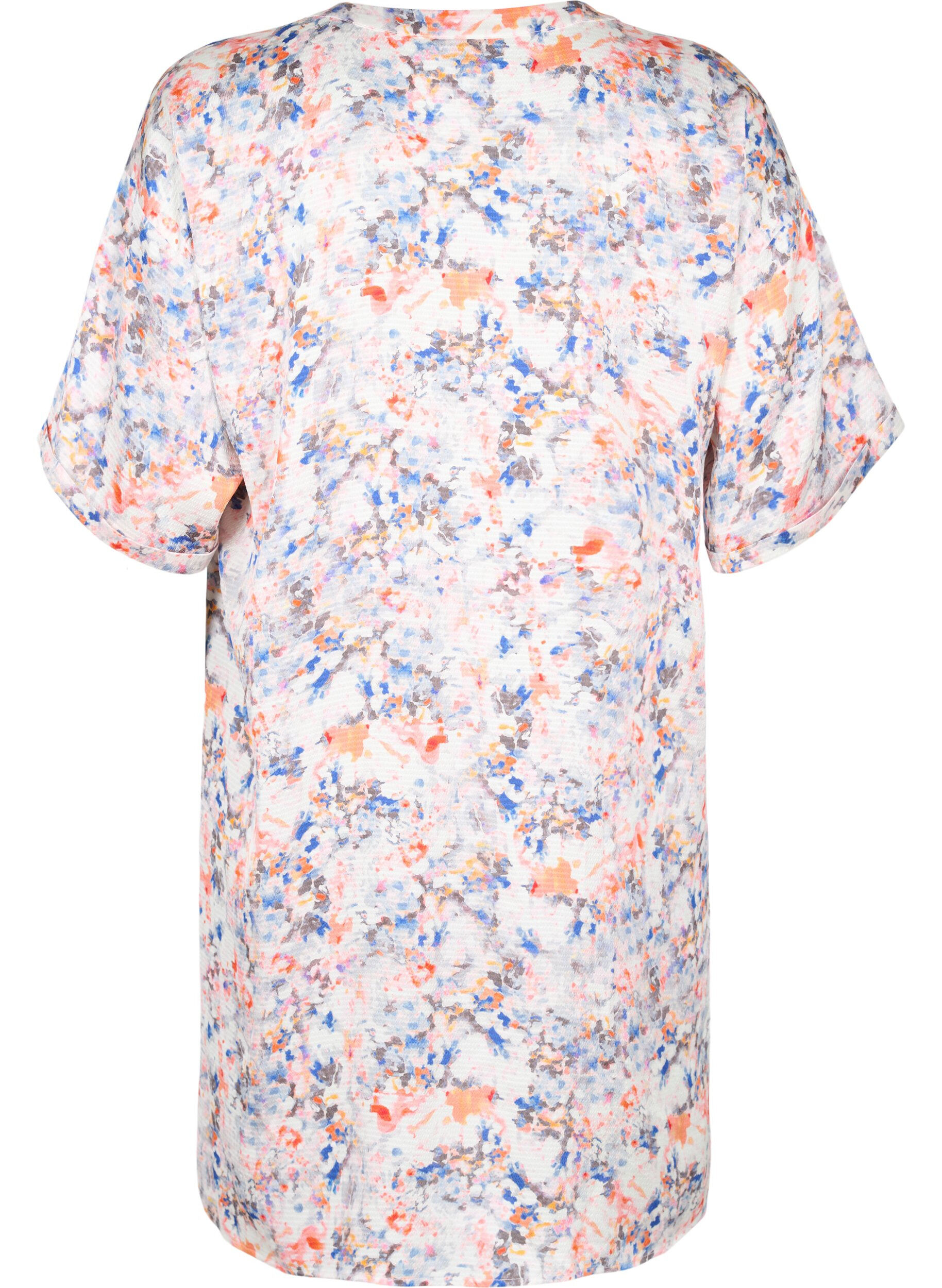 Zizzifashion Printed shirt dress with button closure, B.White graphic AOP, Packshot image number 1