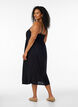Midi strap dress with a smocked back, Black, Model image number 1