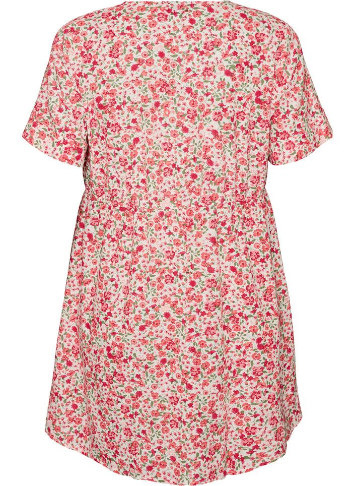 Short cotton dress with floral print, Red, Packshot image number 1