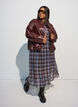 Faux leather bomber jacket with a drawstring hem, Brown, Model image number 1