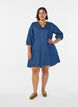 Short denim dress with 3/4 sleeves, Blue, Model image number 1