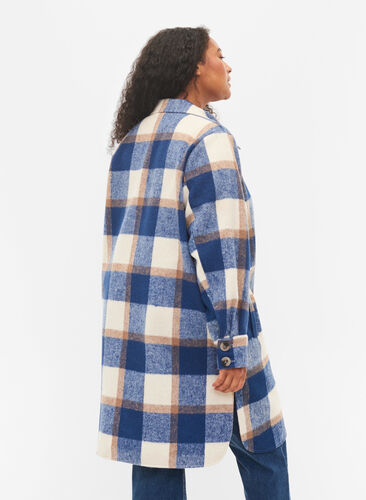 Checked shirt jacket, Blue Check, Model image number 1