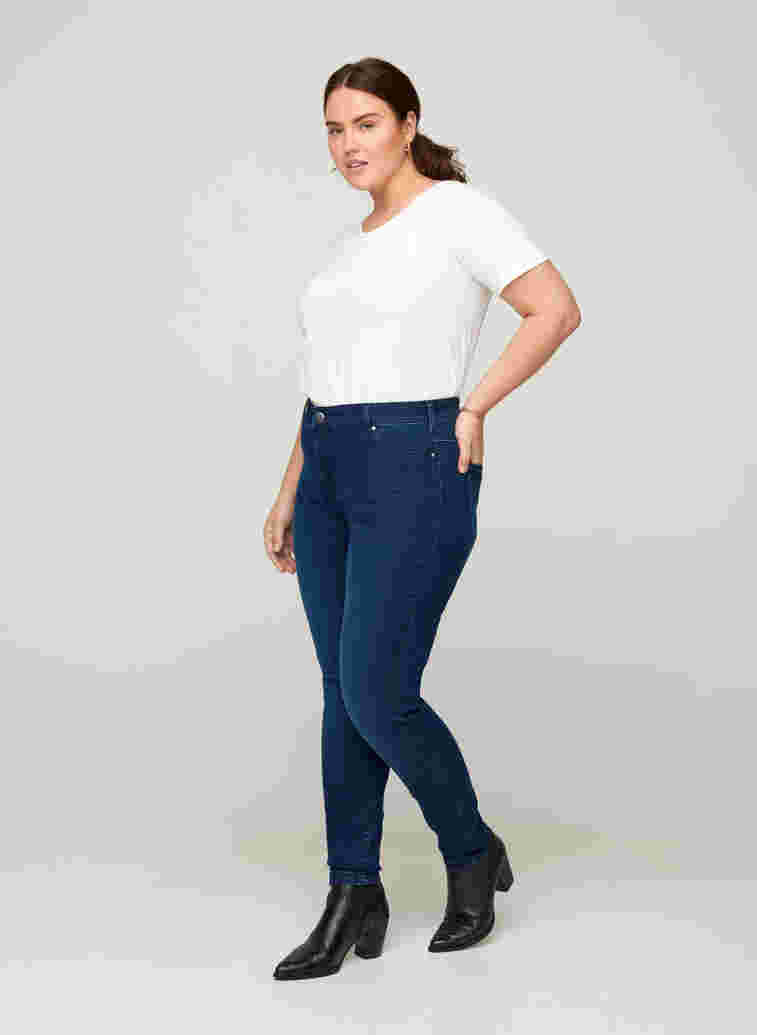Jeggings made from a cotton mix, Dark blue denim, Model image number 3