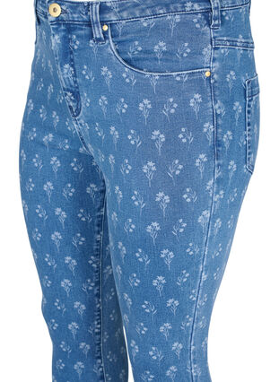 Super slim Amy jeans with flower print, Blue denim, Packshot image number 2