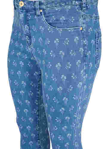 Super slim Amy jeans with flower print, Blue denim, Packshot image number 2
