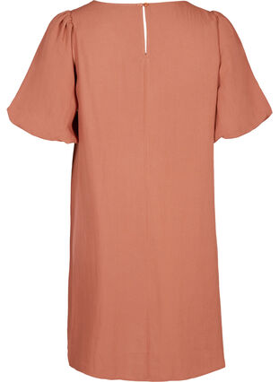 Short-sleeved viscose dress with A-line cut, Copper Brown, Packshot image number 1