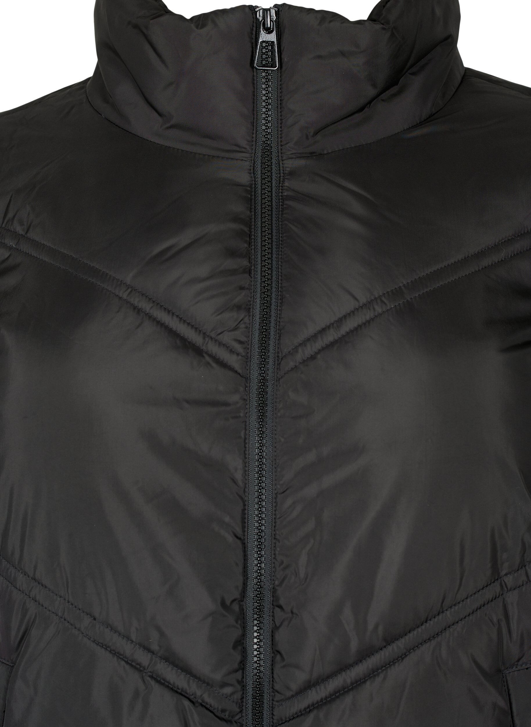 Zizzifashion Short puffer Winter jacket with pockets, Black, Packshot image number 2
