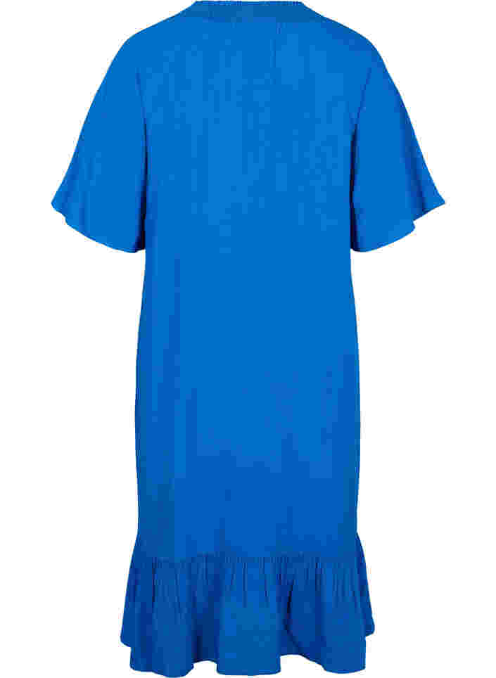 Short-sleeved viscose dress with v-neck, Classic Blue, Packshot image number 1