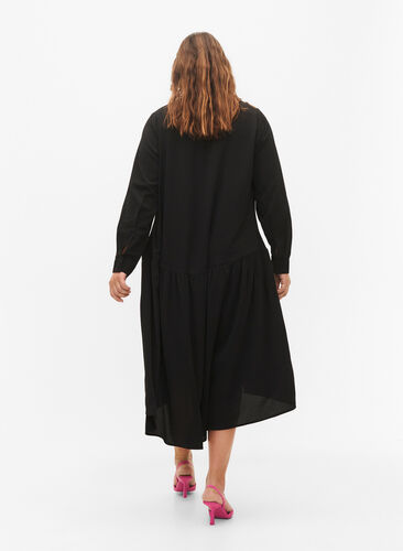Midi dress with long sleeves, Black, Model image number 1